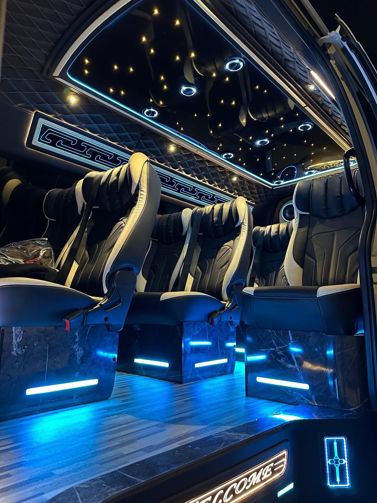 Alphard captain seats with amber lighting